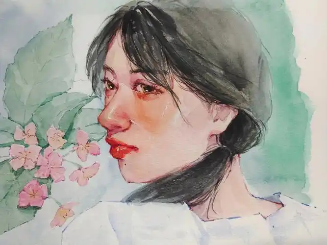 水彩人物过程线稿