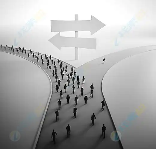 创意分叉道路上人群身影高清图片下载