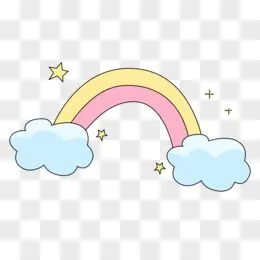 可爱卡通手绘彩虹云朵装饰元素