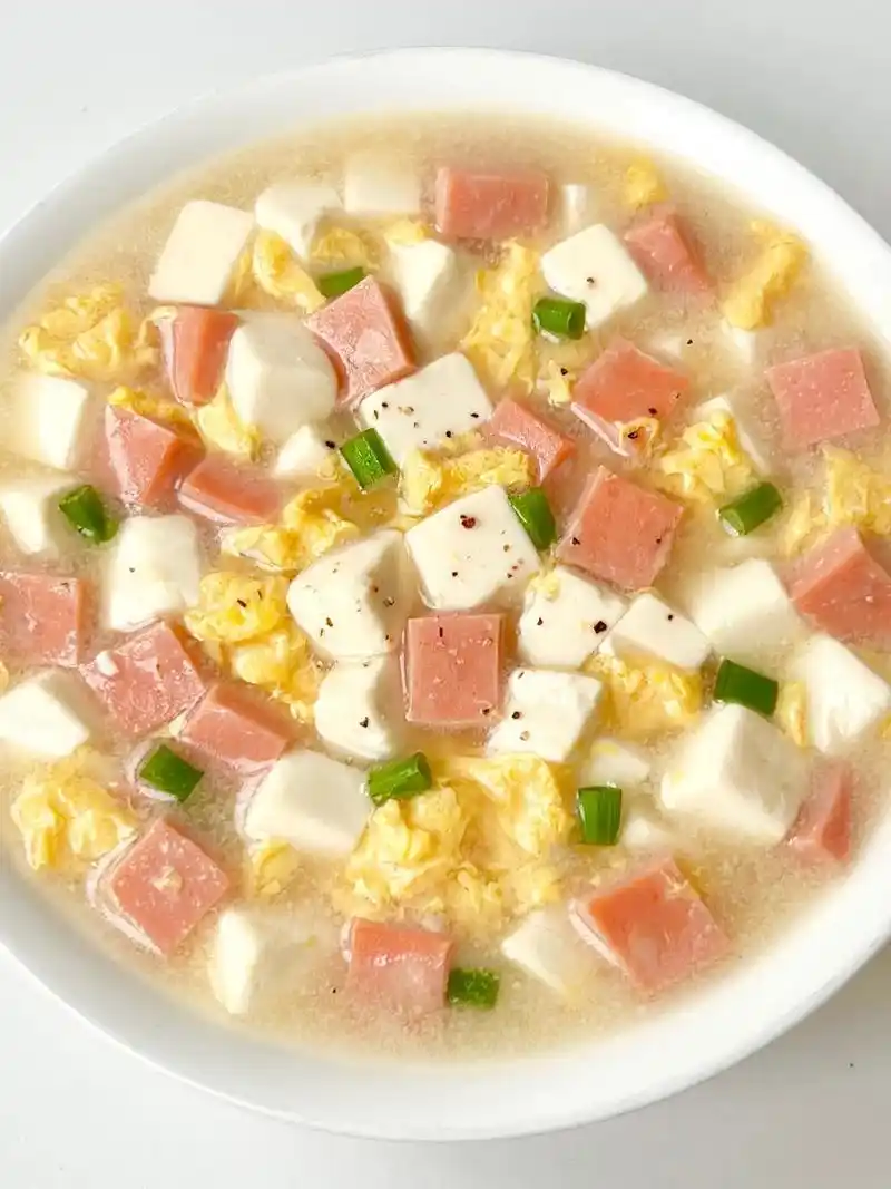 你们一定要试试!巨好喝的鸡蛋火腿豆腐汤!  - 抖音