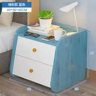 空梦床头柜简约简易卧室床边储物柜子 梯形蓝色 白抽 默认1