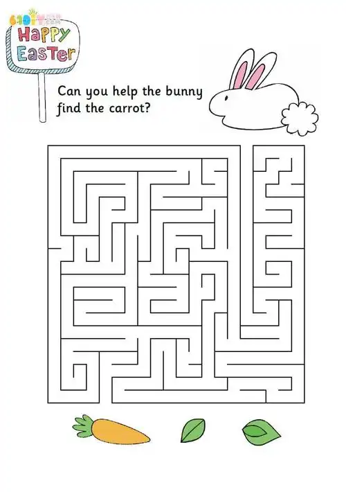 复活节可爱迷宫填色图_快乐涂鸦_巧巧手幼儿手工网