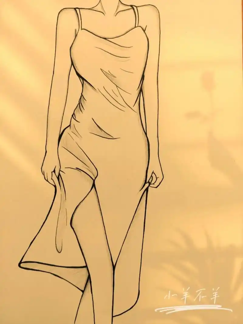 美女黑白简笔画#绘画教程21 辣妹简笔画74绘画过程 小红书宝宝们