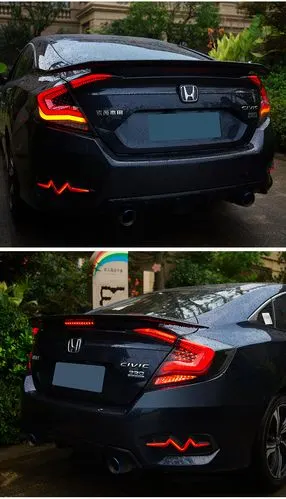 适用于本田十代思域尾灯总成改装熏黑led尾灯星空扫描流光后尾灯