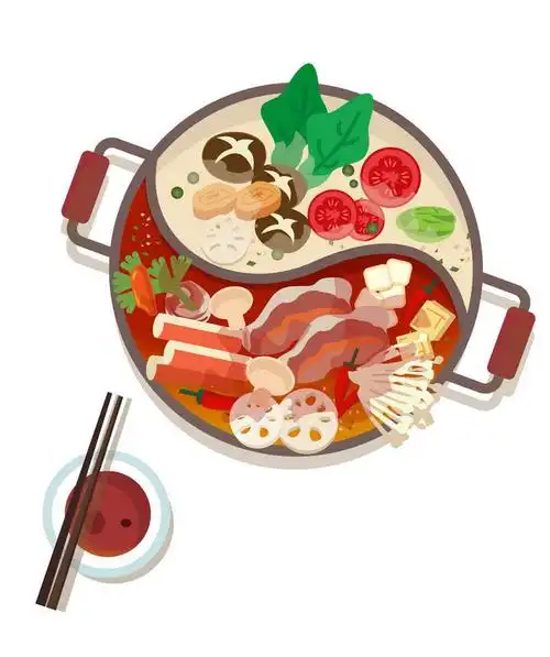 手绘风格鸳鸯火锅美味美食png图片免抠素材