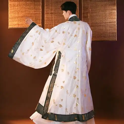 月翡葡萄暗纹提花金纱系列澜风伏明制大氅鹤氅男汉服