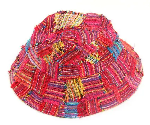 原创设计泰国手织布风情帽子 民族风手工布艺帽子遮阳女帽