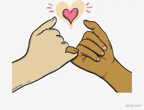 情侣诺言拉钩手势png素材透明免抠图片-卡通手绘