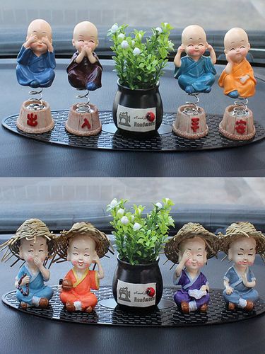 汽车装饰摇头小和尚车内饰品摆件网红萌萌可爱公仔汽车中控台摆件