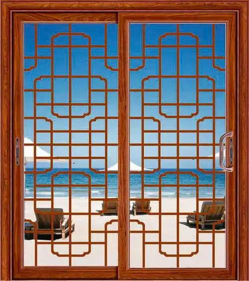 中式铝合金推拉门效果图 享裕安门窗效果图