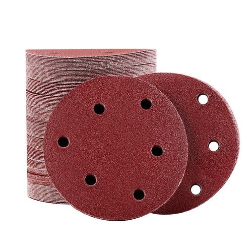 砂纸5寸6孔圆盘植绒纸片气磨机打磨干磨抛光其它漆工工具
