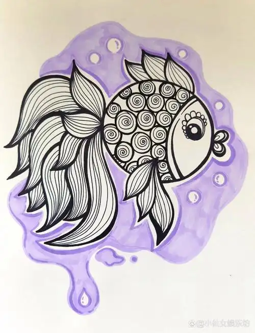 儿童画 线描～鱼系列