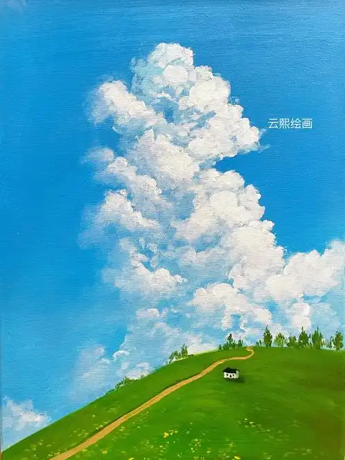 云怎么画就一招教你搞定画白云丙烯画