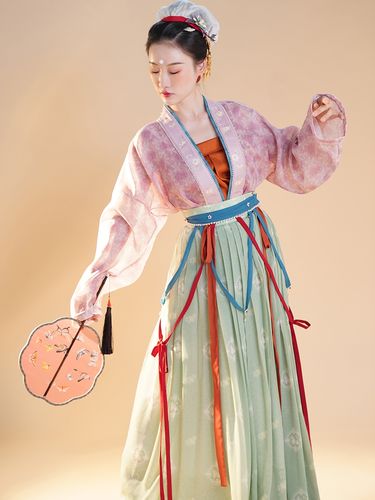 昭华赋棠雪宋制汉服夏款女仙气中国风正品原创珍珠装饰百褶裙套装