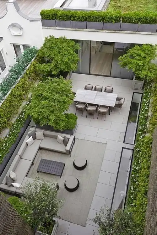 长方形别墅花园设计怎么才好看,12个联排别墅长方形花园设计图片给你