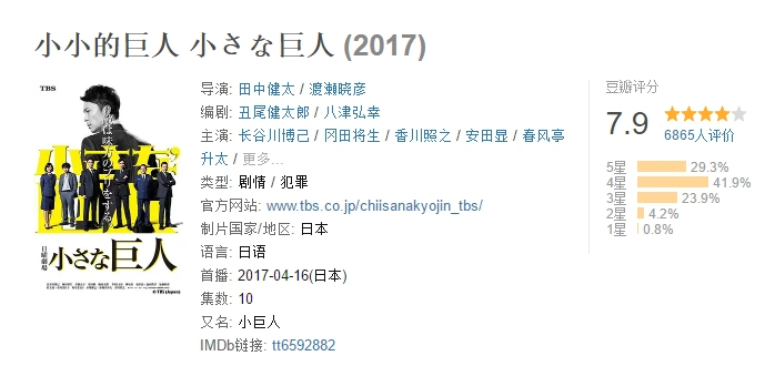 《小巨人》日剧怎么样:小巨人日剧豆瓣评分