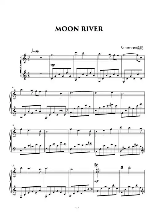 moon river - 月亮河钢琴谱-c调-虫虫钢琴