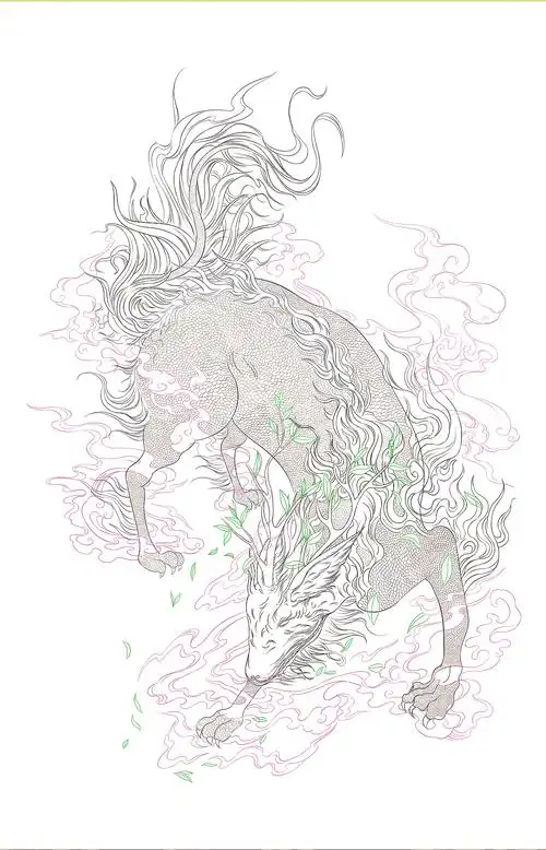 上古神兽白泽丨茶叶包装插画设计