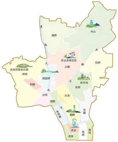 "新拱墅区的地图就像一只展翅欲飞的蝴蝶, 预示着新拱墅区将破茧成蝶