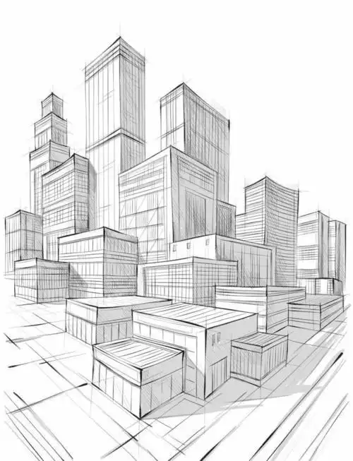 素描城市建筑图片