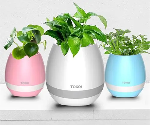 智能花盆音乐花瓶蓝牙音箱音响k3可弹琴的盆栽创意无线低音炮带灯 usb