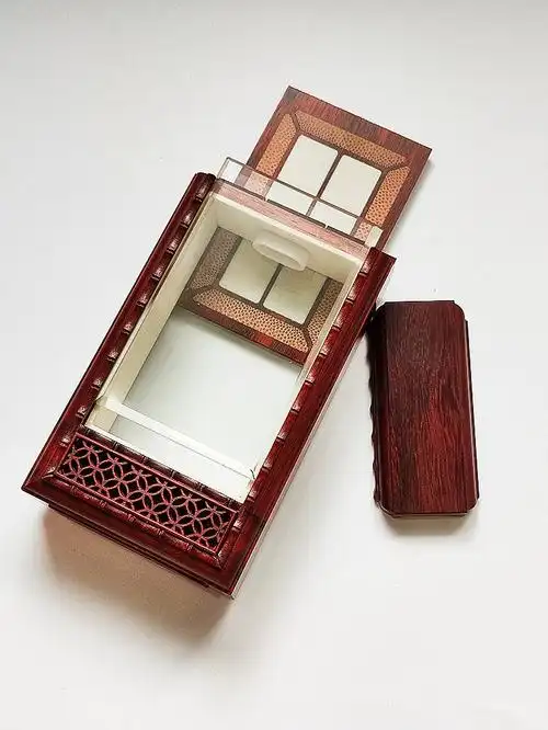 张圣林鸣虫盒紫檀木竹蛉盒盒朝天窗蛉虫盒虫具爬虫