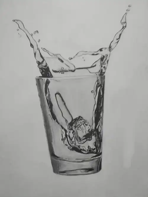 精微素描冰块与水