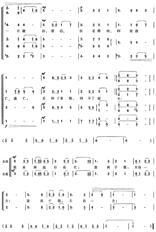 黄水谣(合唱)简谱该歌谱演奏者为冼星海,歌曲名称为黄水谣,歌谱类型为