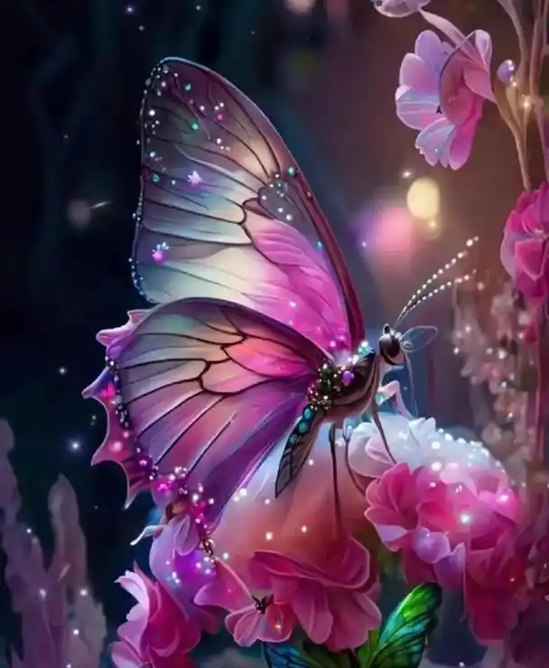 唯美图片〡梦幻蝴蝶,晚霞温柔,风也醉人