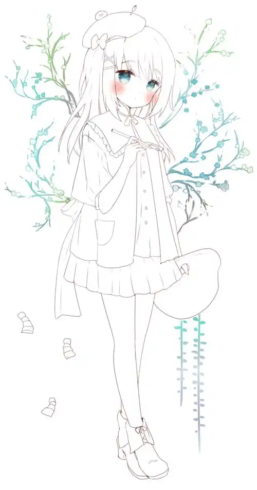 绘画素材分享线稿分享第2期新手练习动漫萝莉风少女线稿84p