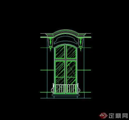 某欧式建筑常用落地窗设计cad立面图