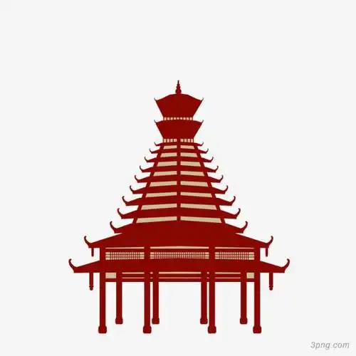 红色立体建筑侗族鼓楼