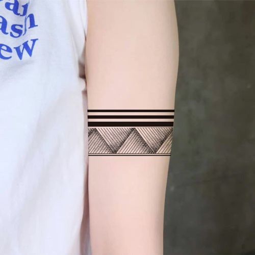 喵小姐纹身贴原创死亡射线纹身贴防水 女 持久极简几何线条黑白男