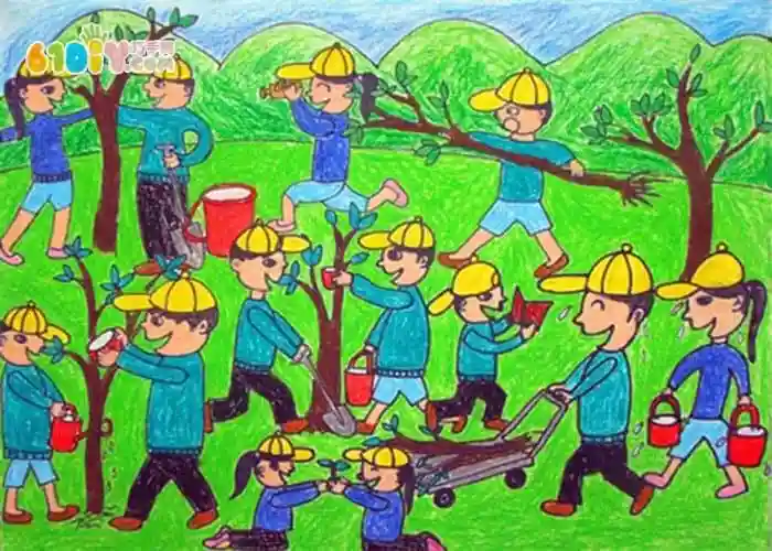 清明节踏青儿童绘画作品