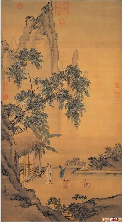 中国明代职业画家周臣山水画赏析_中国名画_百科_我爱画画网_一个免费