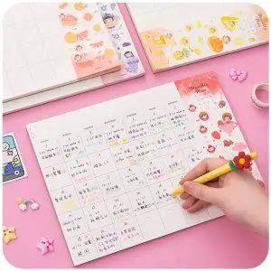 可爱计划表少女心减肥自律表墙贴学习打卡日程本时间管理记事本