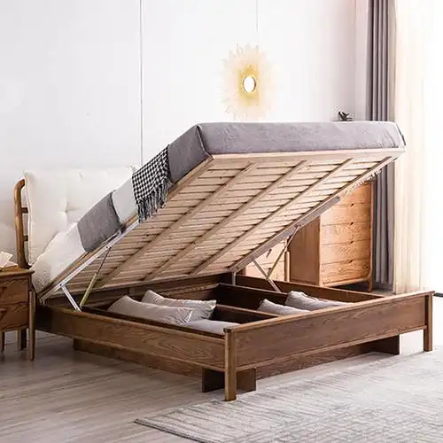 北欧现代简约高箱储物床北美白蜡木全实木小户型箱体收纳双人床