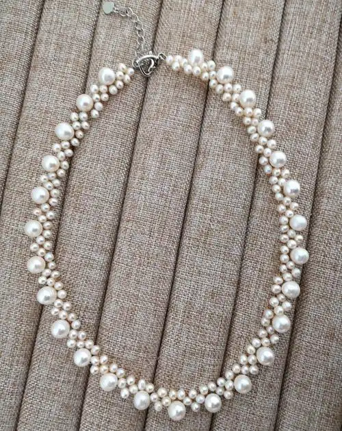 雅致唯美手工编织天然珍珠花式项链多层颈链颈饰