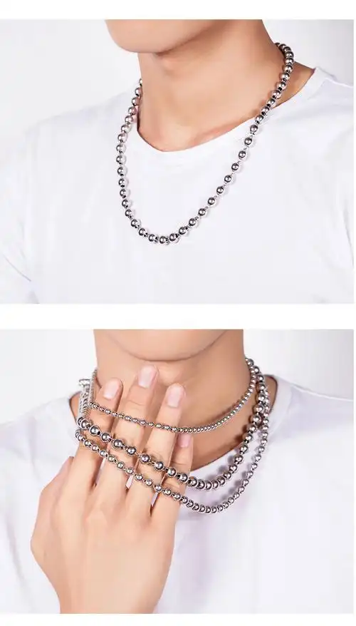 爱朵钻 pt999铂金男士光面圆珠链pt950铂金大气佛珠白金粗链子佛珠光