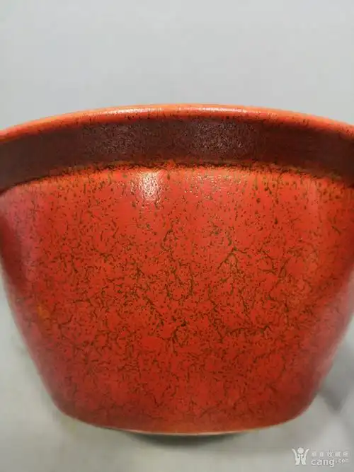 清 橘皮釉季红大碗