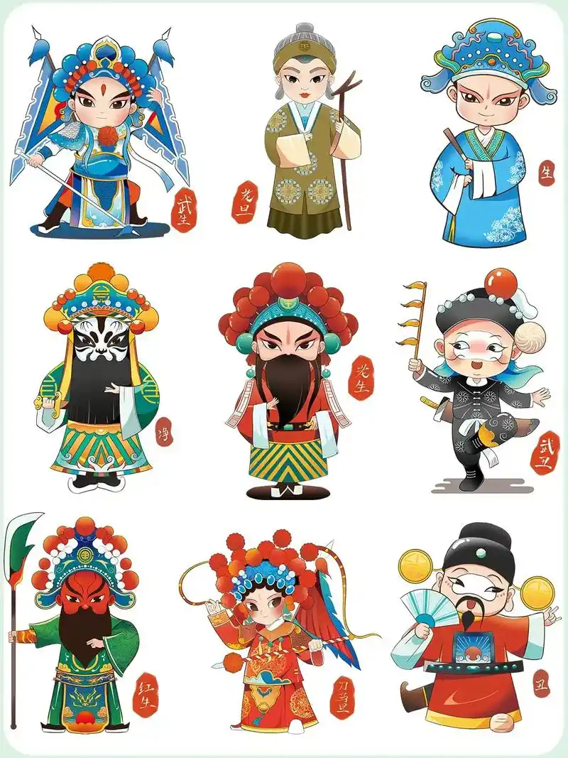 戏曲人物简笔画卡通素材.#创作灵感 戏曲人物简笔画素材大全来