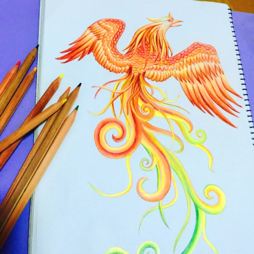 彩铅,凤凰