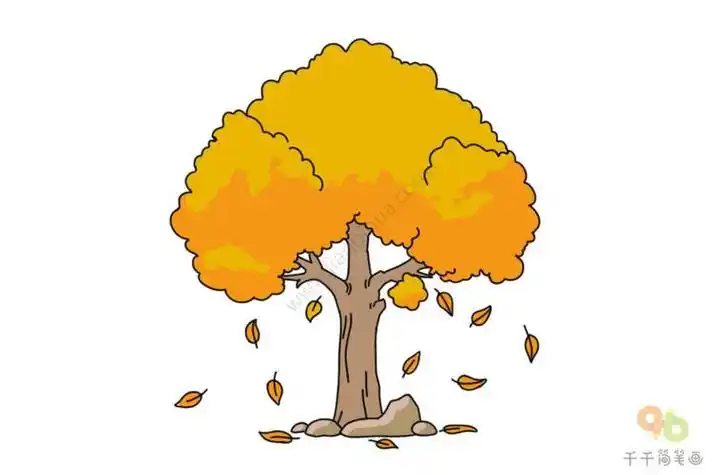 一棵树的一年四季简笔画丹枫迎秋简笔画大树简笔画秋天的树简笔画怎么