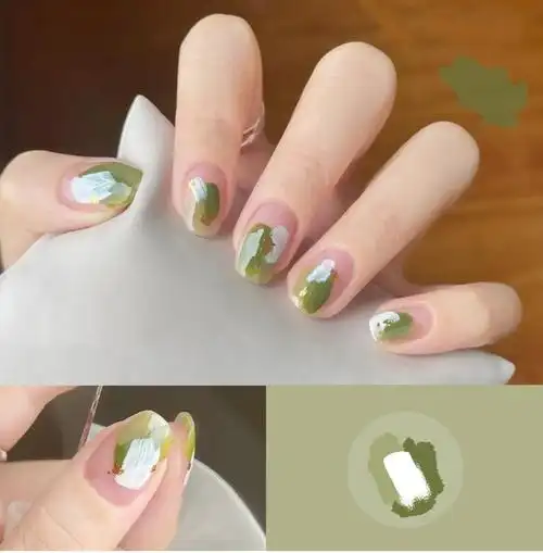 2021夏季新款热门美甲,水彩晕染今年特别流行,流心牛奶美甲可爱