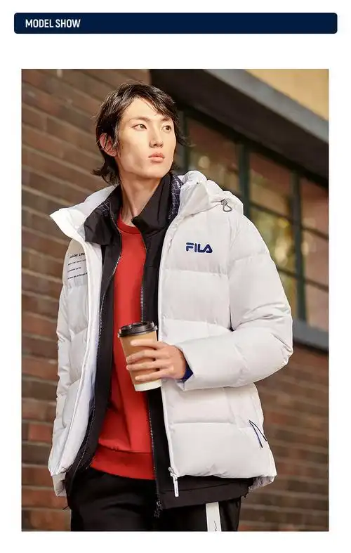 fila斐乐男装羽绒服男2021年冬季新款保暖连帽潮流运动休闲长袖加厚