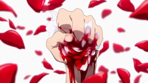 求图片,一只手抓着玫瑰在流血,要动漫图!