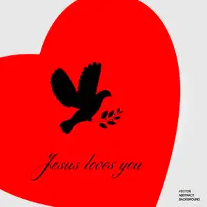 耶稣爱你.和平之鸽宗教徽标照片