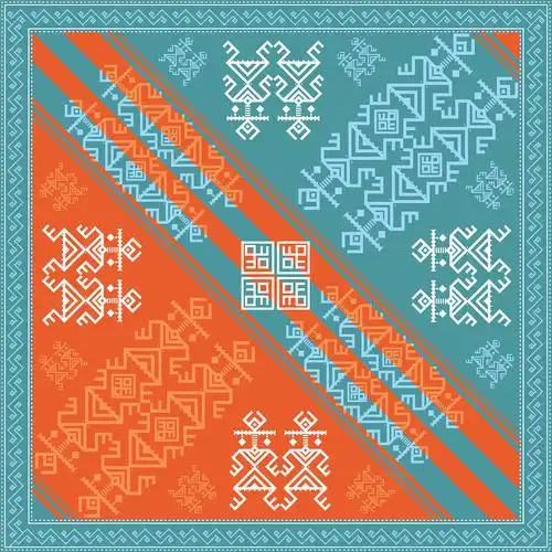 霓夏日絮语黎锦纹样黎母纹之丝巾设计