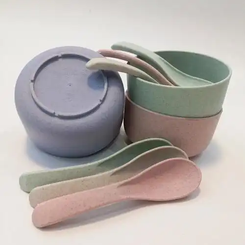 麦秸秆单碗勺套装秸秆餐具广告促销实用礼品餐具麦香碗四件套