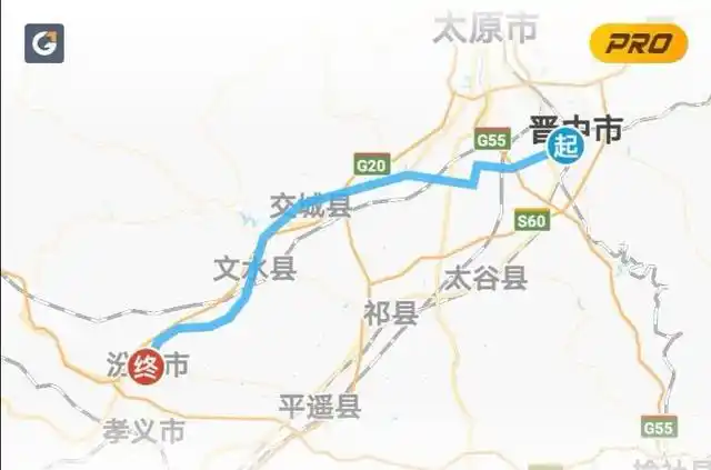 路线:沿339国道,途径清徐县,转307国道,经交城县,文水县到达汾阳市.